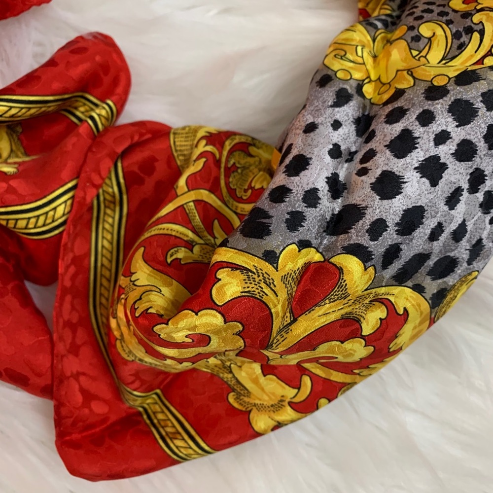 Silk Multi Patterned Scarf - image 2